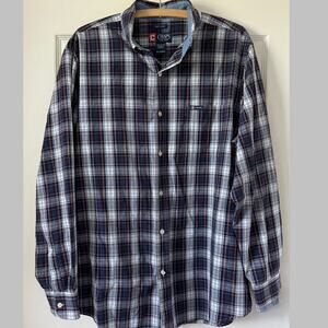 Chaps Ralph Lauren Shirt Mens XL‎ Blue Purple Plaid Button Up Long Sleeve Preppy